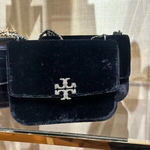 Tory Burch Britten Black Velvet Adjustable Bag
